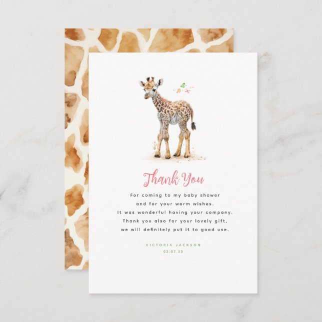 Baby Giraffe Cute Modern Little Thank You (Front/Back)