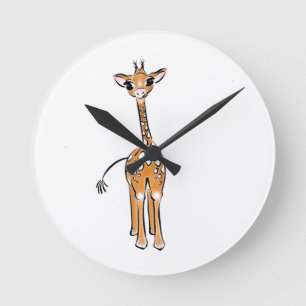 Baby Giraffe drawing Round Clock