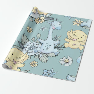 Baby Giraffe & Elephant Wrapping Paper