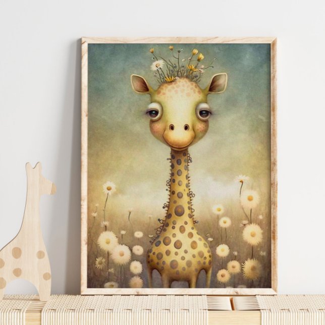 Baby Giraffe Floral African | Giraffe Wall Print (Creator Uploaded)