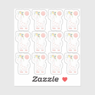 Baby Giraffe Floral Crown Nursery Scrapbook Sheet