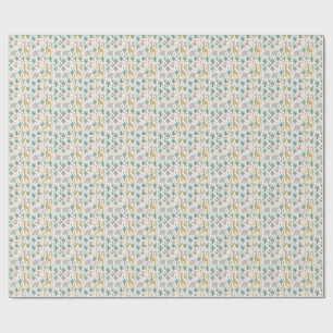Baby Giraffe, Fox & Elephant Cute Cartoon Animals Wrapping Paper
