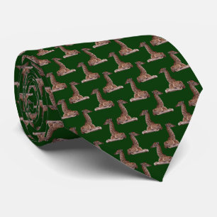Baby Giraffe Frenzy Tie Double Sided (Dark Green)