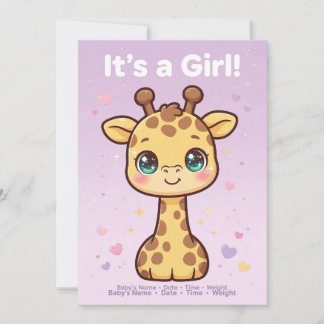 Baby Giraffe Girl Birth Announcement
