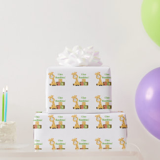 Baby Giraffe Girl Blocks Italian Nursery Newborn Wrapping Paper