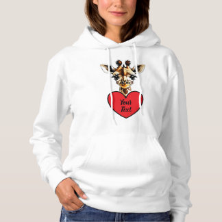 Baby Giraffe Heart with Your Custom Message Hoodie