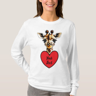 Baby Giraffe Heart with Your Custom Message T-Shir T-Shirt