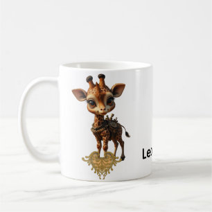 Baby giraffe in steampunk-cartoon coffee mug