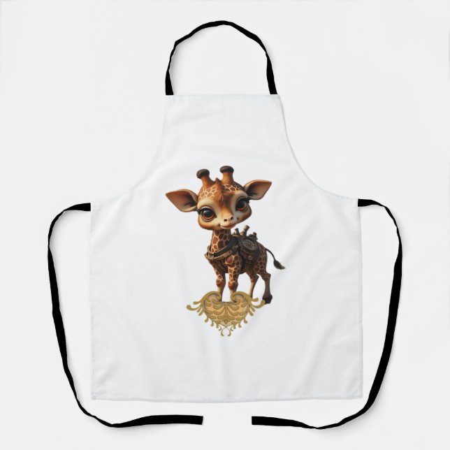 Baby giraffe in steampunk-cartoon style Classic T- Apron (Front)
