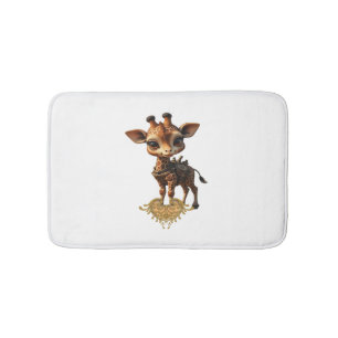 Baby giraffe in steampunk-cartoon style Classic T- Bath Mat