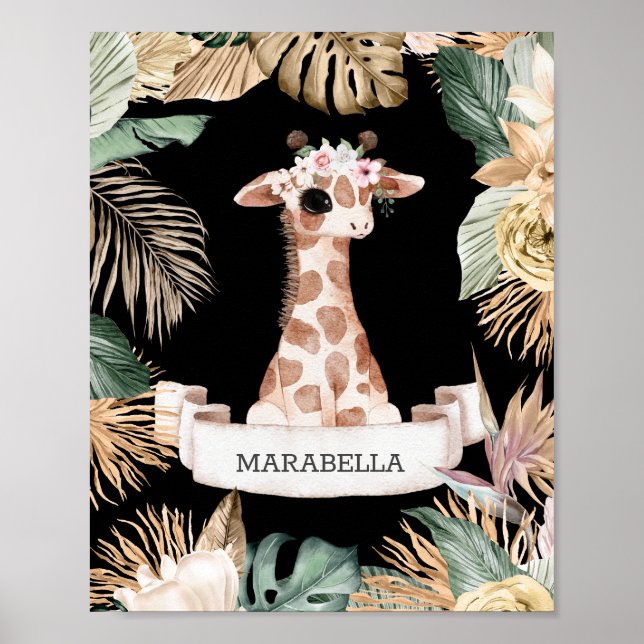 *~* Baby Giraffe Jungle Plants Nursery Girl Sweet  Poster (Front)