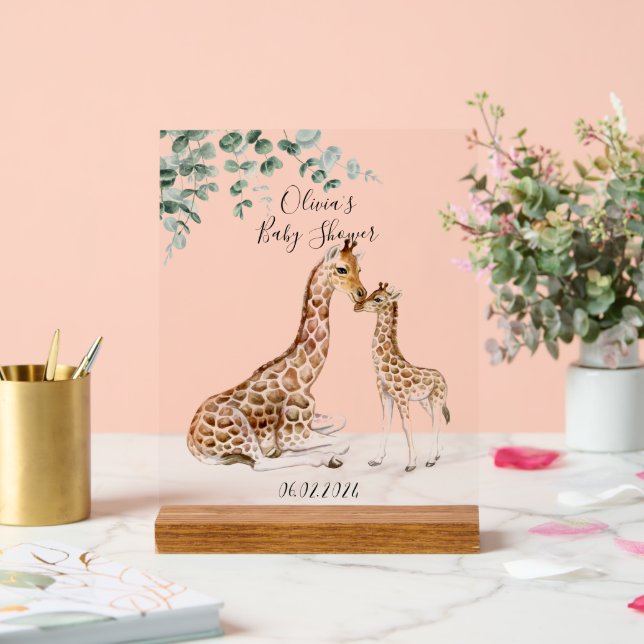 BABY GIRAFFE MOMMY GIRAFFE BABY SHOWER ACRYLIC SIGN (Wedding)