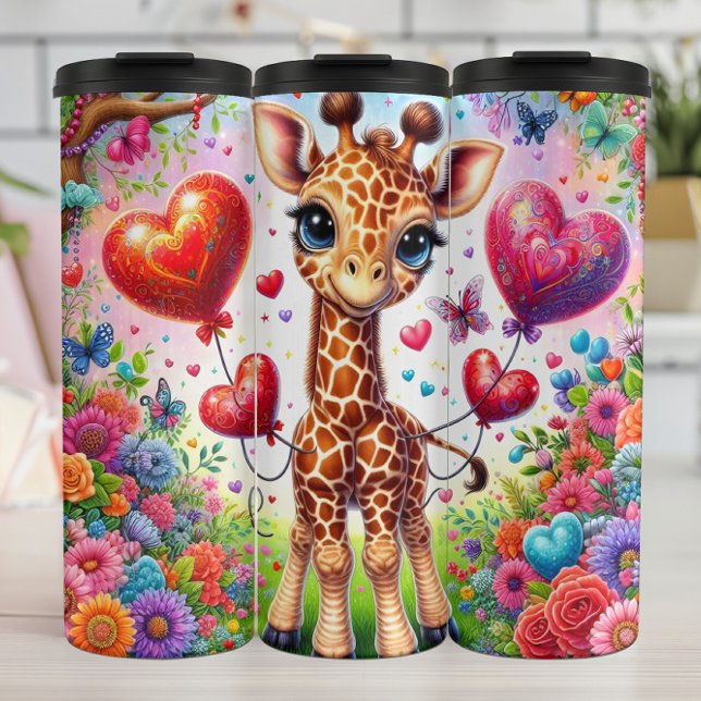 Baby Giraffe Multi Heart Balloon Wrap Thermal Tumbler (Creator Uploaded)