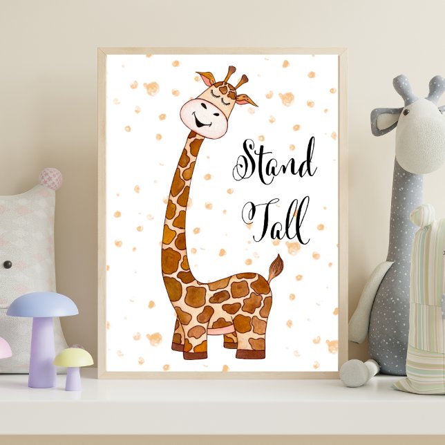 Baby Giraffe Nursery Print Stand Tall Cute Trendy (Giraffe Stand Tall Nursery Wall Art Poster, Printed or Instant Digital Download. Baby shower gift)
