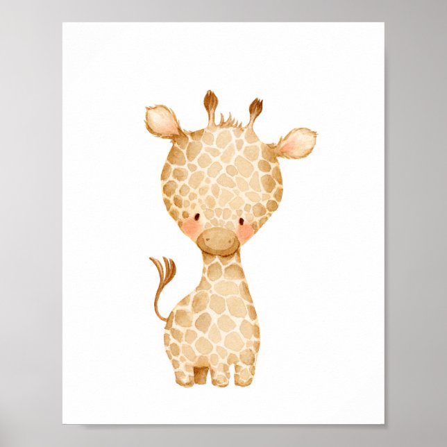 Baby Giraffe Nursery Wall Art Poster (Front)
