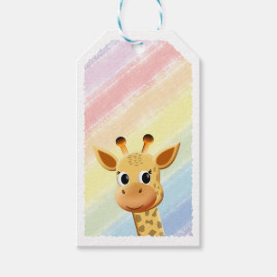 Baby Giraffe Pastel Rainbow Watercolor Baby Shower Gift Tags
