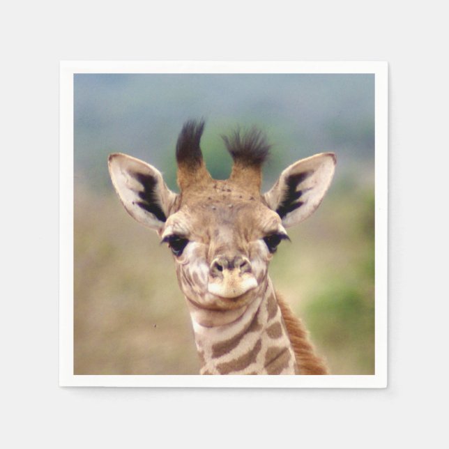 Baby giraffe picture, Kenya, Africa | Cocktail Napkin (Front)