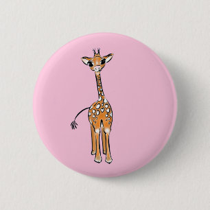 Baby Giraffe - pink 6 Cm Round Badge