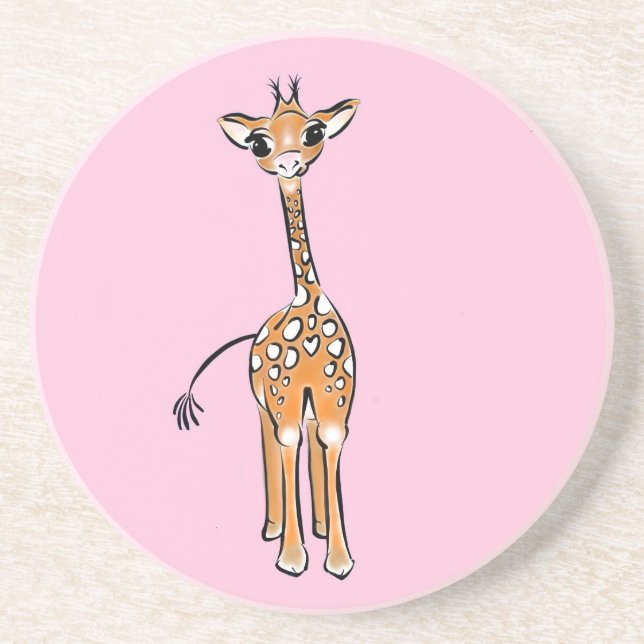 Baby Giraffe - pink Coaster (Front)