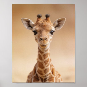 Baby Giraffe Portrait – Cute Nursery Animal Wall A Poster