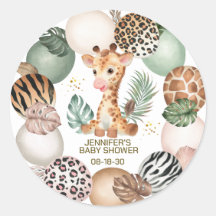 Baby Giraffe Safari Animal Print Baby Shower