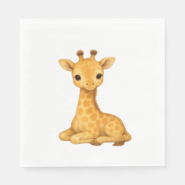 Baby Giraffe Watercolor Print – Nursery Wall Art O Napkin (Front)