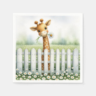 Baby Giraffe With Daisy Napkin