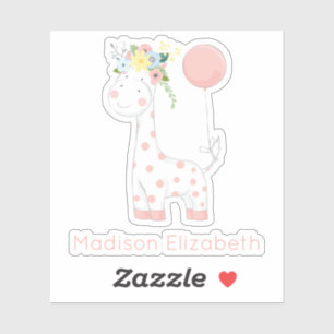 Baby Giraffe With Floral Crown Nursery Custom Name
