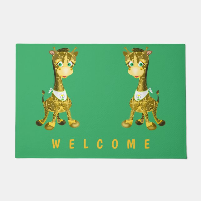 Baby Giraffes Doormat - Welcome (Front)