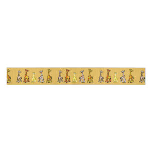 Baby Giraffes In A Row Ribbon Grosgrain Ribbon