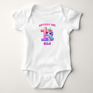 Baby Girl 1st Birthday Unicorn Outfit Custom Name Bodysuit