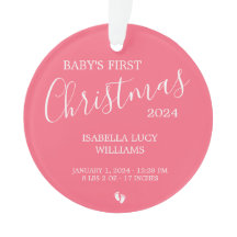 Baby Girl 1st Christmas Acrylic Ornament w/Photo