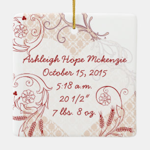 Baby Girl 1st Christmas Birth Stats Photo Pink Ceramic Tree Decoration