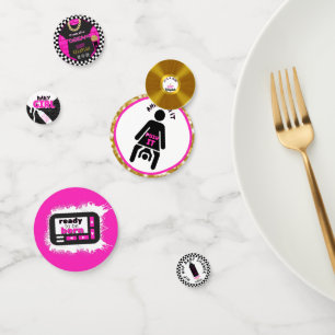 Baby Girl 90's Retro Hot Pink Hip Hop Baby Shower Confetti