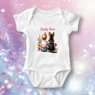 Baby Girl and German Shepherd Personalised Bodysuit