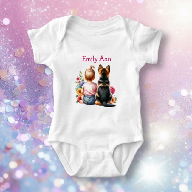 Baby Girl and German Shepherd Personalised Bodysuit (Creator Uploaded)
