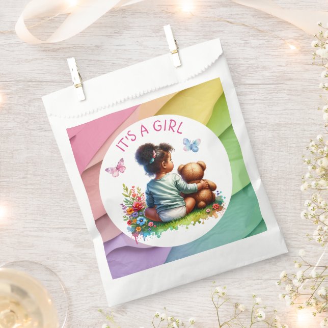 Baby Girl and her Teddy Bear | It's a Girl Favour Bags (Clipped)