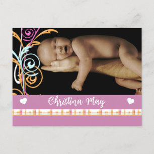 Baby Girl Announcement - Butterflies Postcard