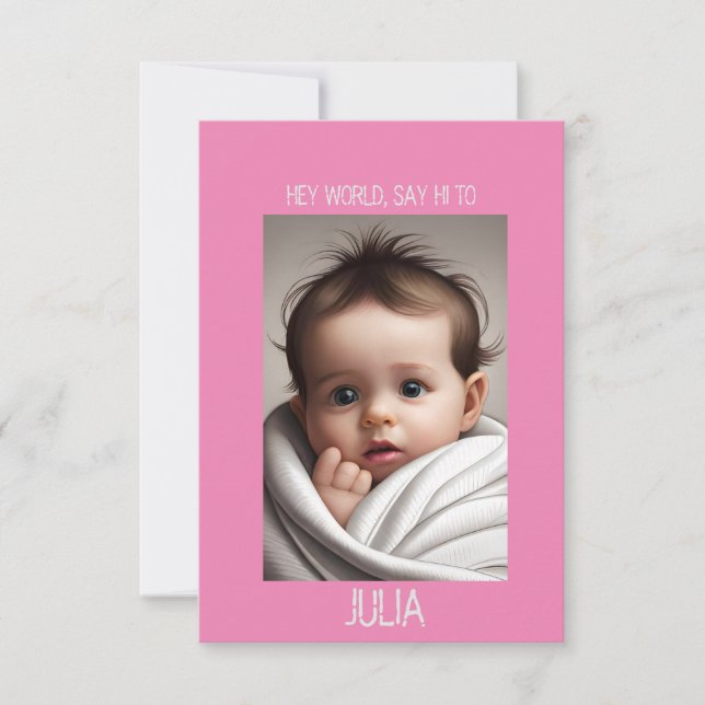 Baby Girl Announcement Cards with Photo  (Front)