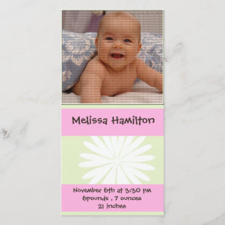 baby girl announcement photo card