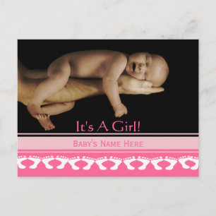 Baby Girl Announcement Postcard