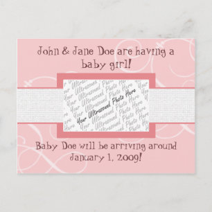 Baby Girl Announcement Postcard
