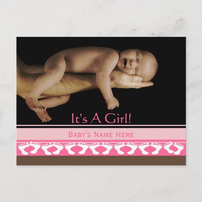 Baby Girl Announcement Postcard (Front)