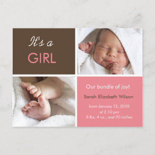 Baby Girl announcement postcards