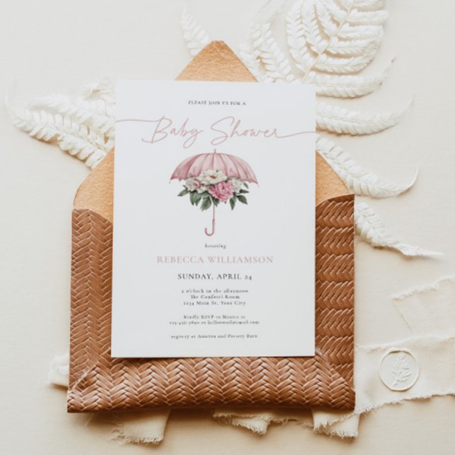 Baby Girl April Shower Invitation (April Baby Girl Shower Invite)