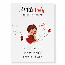 Baby Girl As Red Ladybug Baby Shower Welcome Sign