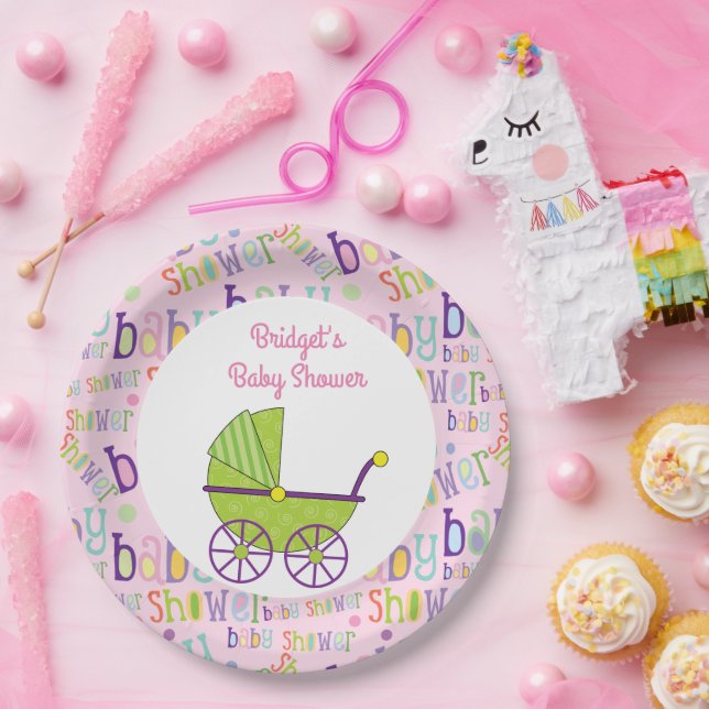 Baby Girl Baby Shower 9 Inch Plate (Party)