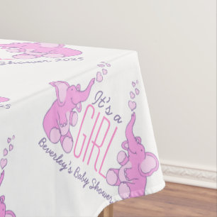Baby girl baby shower elephant tablecloth