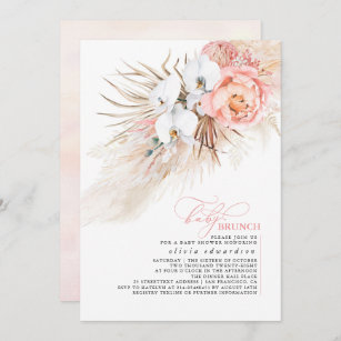 Baby Girl Baby Shower Pink Floral Pampas Grass Invitation