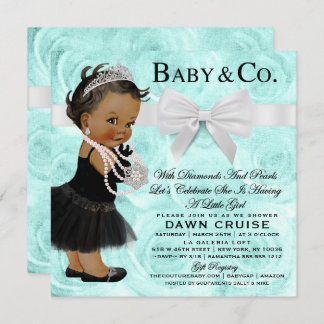 Baby Girl Baby Shower Turquoise Blue Invitation